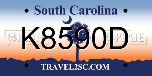 K8590D South Carolina License Plate