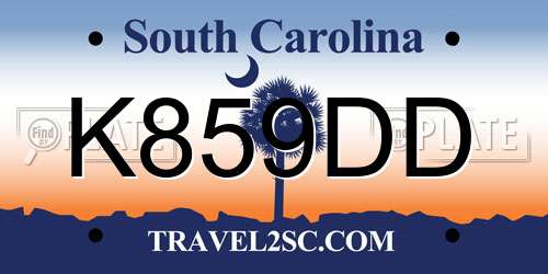 K859DD South Carolina License Plate