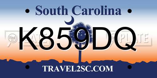 K859DQ South Carolina License Plate