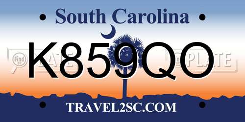 K859QO South Carolina License Plate