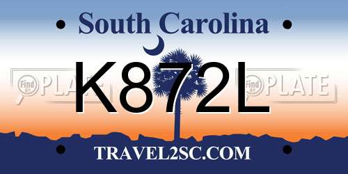 K872L South Carolina License Plate