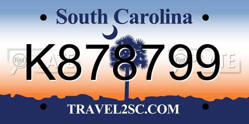 K878799 South Carolina License Plate