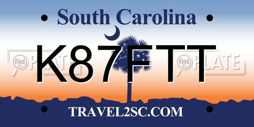 K87FTT South Carolina License Plate
