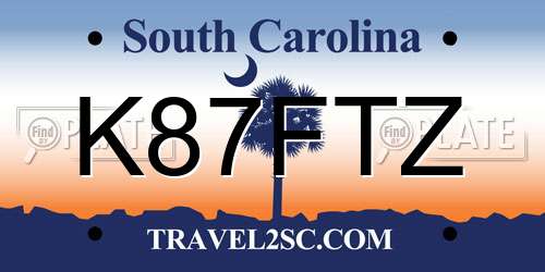 K87FTZ South Carolina License Plate