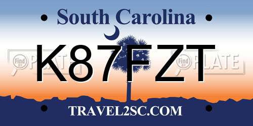 K87FZT South Carolina License Plate