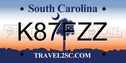 K87FZZ South Carolina License Plate