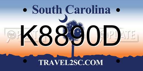 K8890D South Carolina License Plate