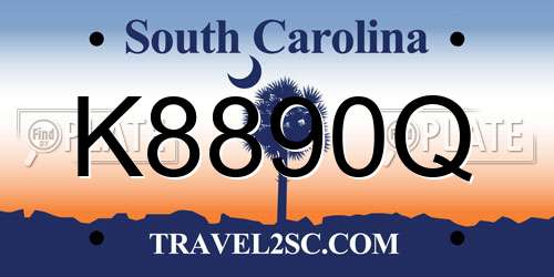 K8890Q South Carolina License Plate