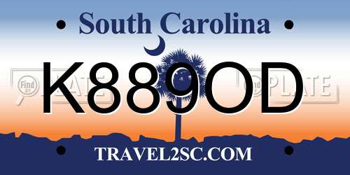 K889OD South Carolina License Plate