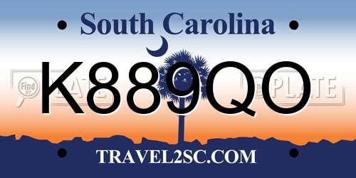 K889QO South Carolina License Plate