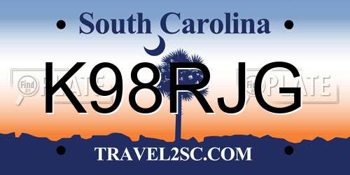 K98RJG South Carolina License Plate