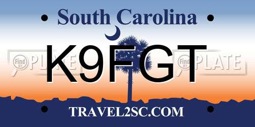 K9FGT South Carolina License Plate