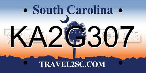 KA2G307 South Carolina License Plate