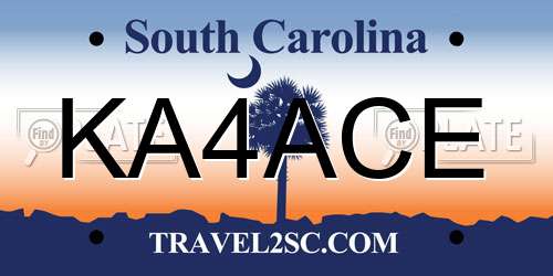 KA4ACE South Carolina License Plate