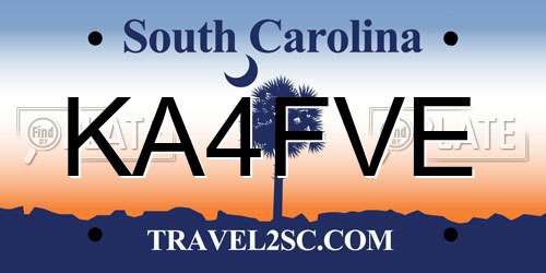 KA4FVE South Carolina License Plate