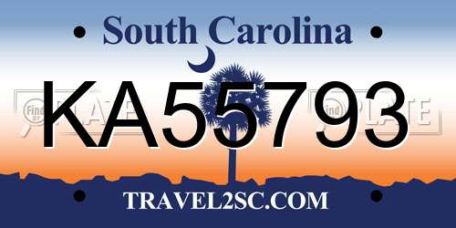 KA55793 South Carolina License Plate