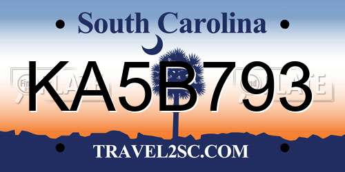 KA5B793 South Carolina License Plate