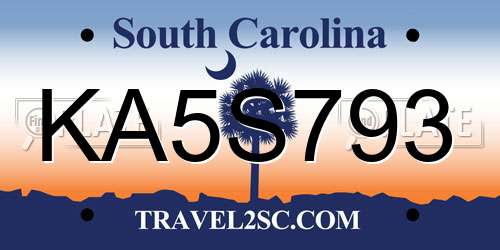 KA5S793 South Carolina License Plate