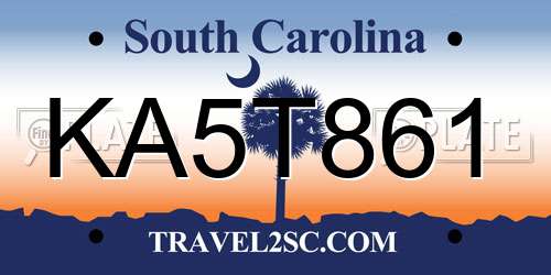 KA5T861 South Carolina License Plate