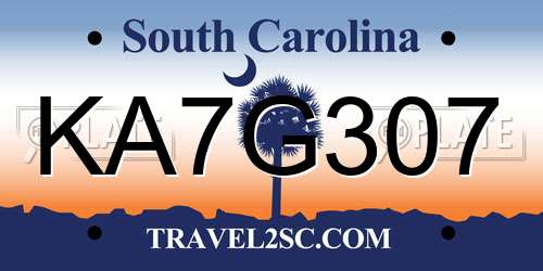 KA7G307 South Carolina License Plate
