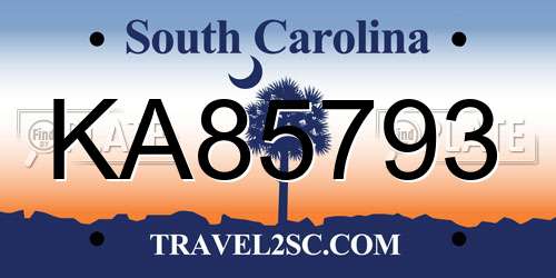 KA85793 South Carolina License Plate
