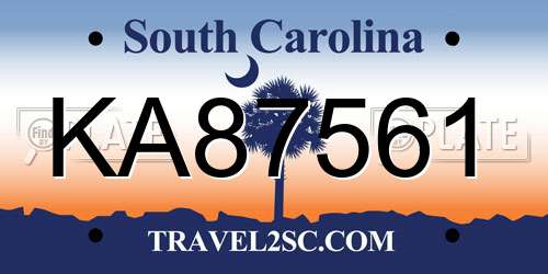 KA87561 South Carolina License Plate