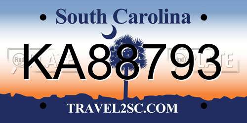 KA88793 South Carolina License Plate