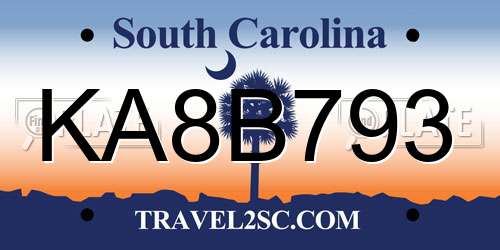 KA8B793 South Carolina License Plate