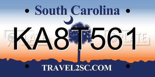 KA8T561 South Carolina License Plate