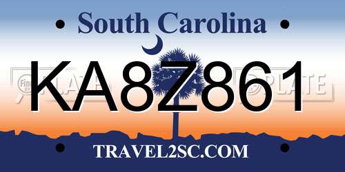 KA8Z861 South Carolina License Plate