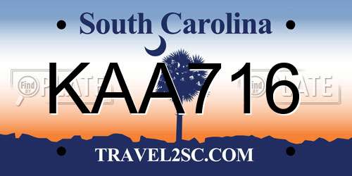 KAA716 South Carolina License Plate