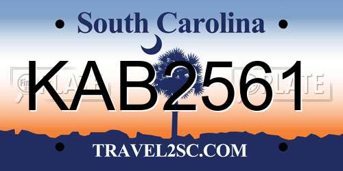 KAB2561 South Carolina License Plate