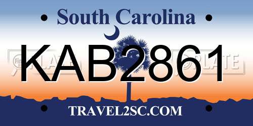KAB2861 South Carolina License Plate