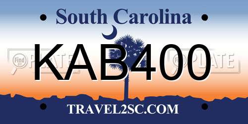 KAB400 South Carolina License Plate