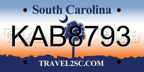 KAB8793 South Carolina License Plate