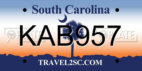 KAB957 South Carolina License Plate