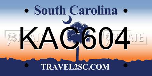 KAC604 South Carolina License Plate