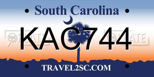KAC744 South Carolina License Plate