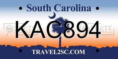 KAC894 South Carolina License Plate