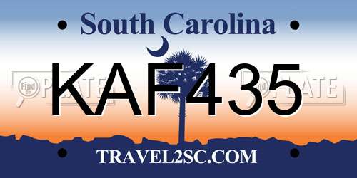 KAF435 South Carolina License Plate