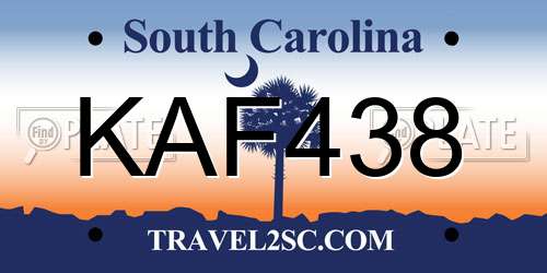 KAF438 South Carolina License Plate