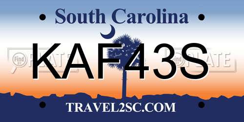 KAF43S South Carolina License Plate