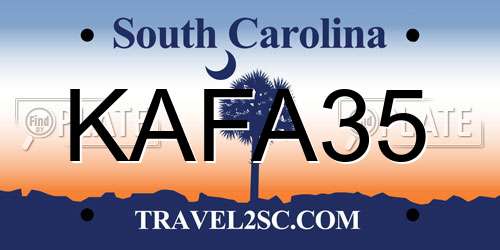 KAFA35 South Carolina License Plate