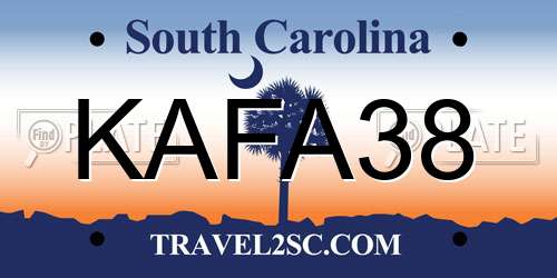 KAFA38 South Carolina License Plate