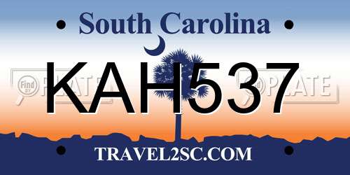 KAH537 South Carolina License Plate