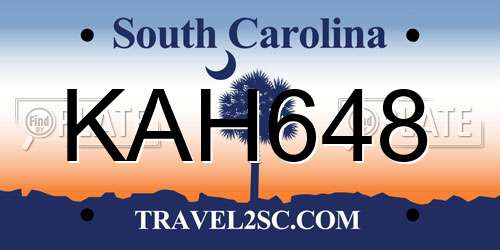 KAH648 South Carolina License Plate