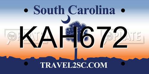 KAH672 South Carolina License Plate