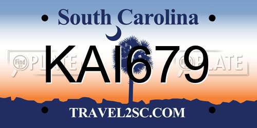 KAI679 South Carolina License Plate