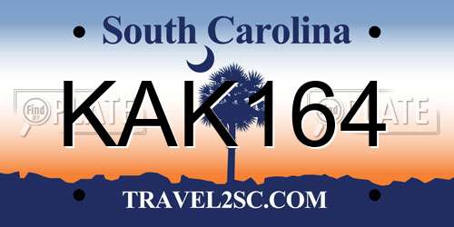 KAK164 South Carolina License Plate