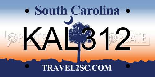 KAL312 South Carolina License Plate
